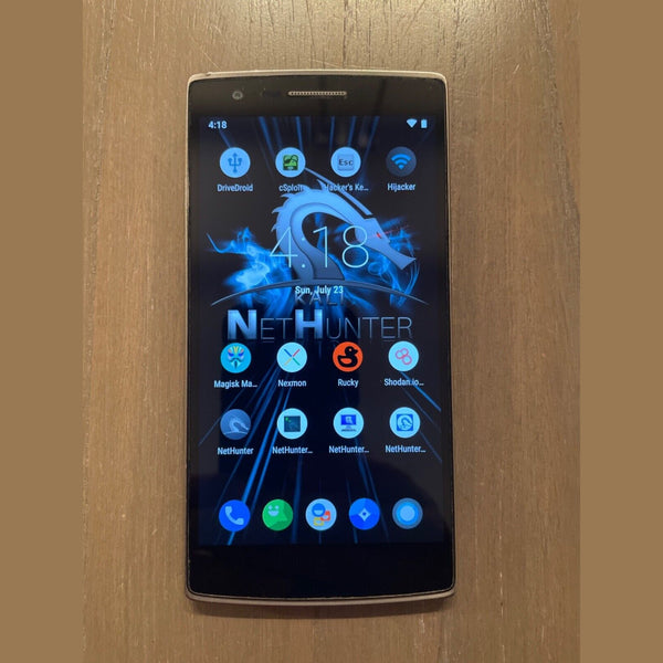 OnePlus One front view with the Kali NetHunter home screen